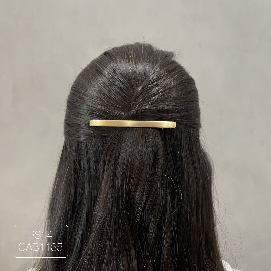 Hair Cip Reto Escovado Liso Dourado